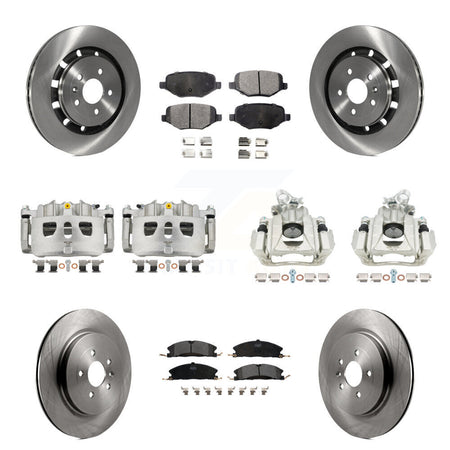 Front Rear Disc Brake Caliper Rotors & Semi-Metallic Pad Kit (10Pc) For 2016 Lincoln MKS KC8-100973P