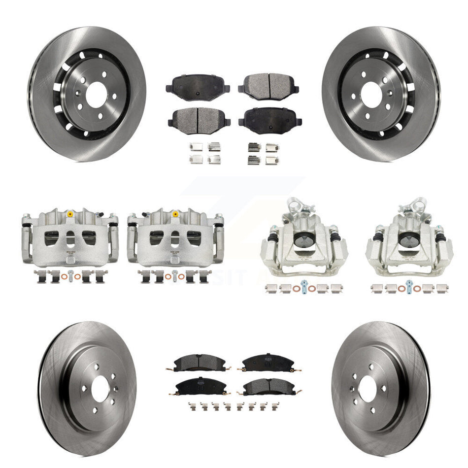 Front Rear Disc Brake Caliper Rotors & Semi-Metallic Pad Kit (10Pc) For 2016 Lincoln MKS KC8-100973P