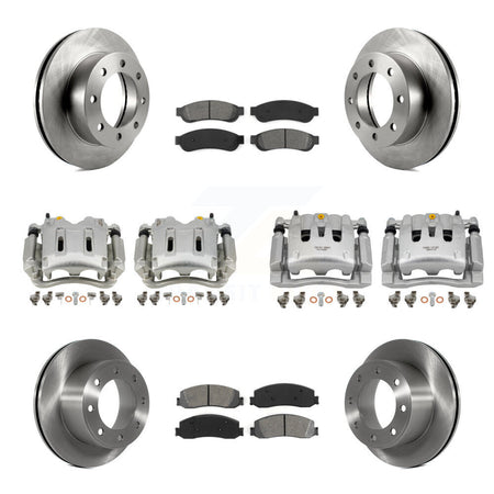 Front Rear Brake Caliper Rotors & Semi-Metallic Pad Kit (10Pc) For Ford F-350 Super Duty KC8-100973S