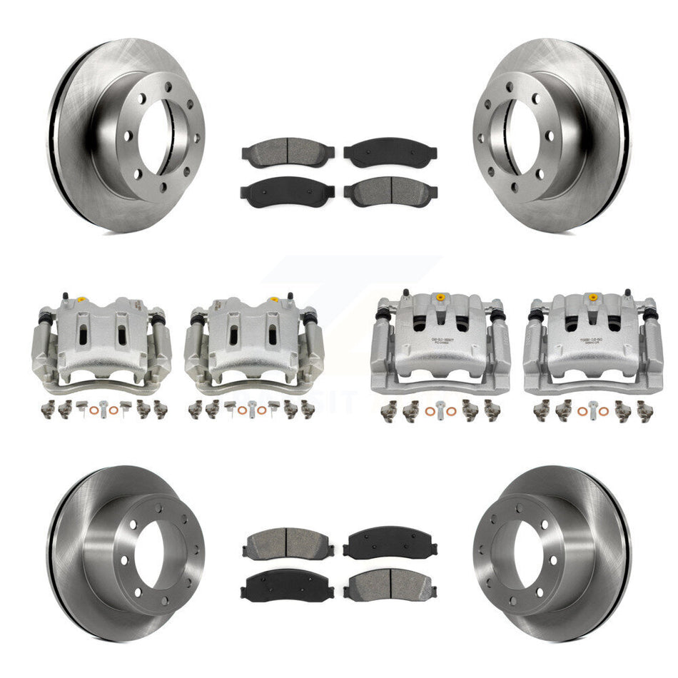 Front Rear Brake Caliper Rotors & Semi-Metallic Pad Kit (10Pc) For Ford F-350 Super Duty KC8-100973S