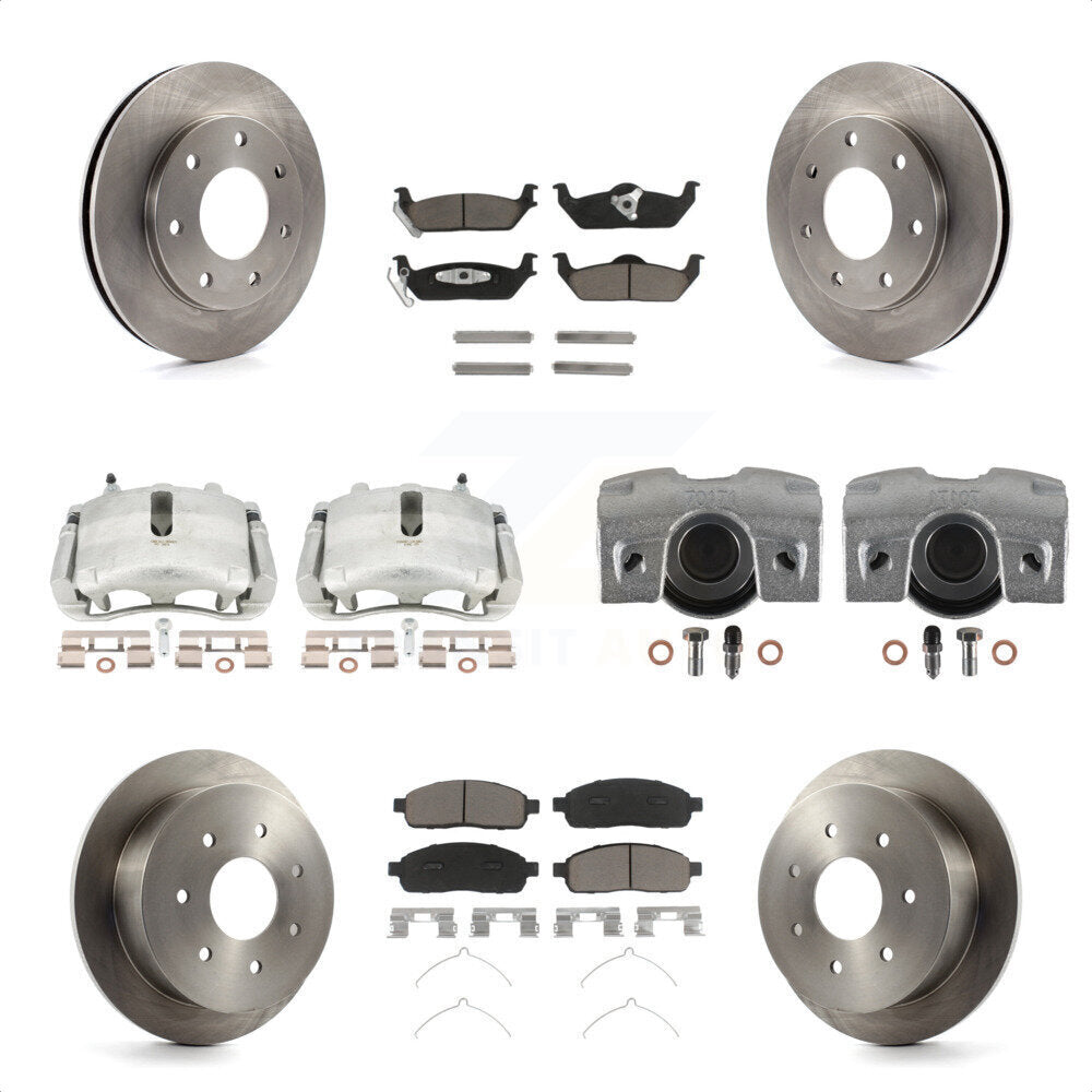 Front Rear Disc Brake Caliper Rotors And Ceramic Pads Kit (10Pc) For 2004 Ford F-150 4WD With 7 Lug Wheels 11th Digit Of Vin Is C KC8-100974C by Transit Auto