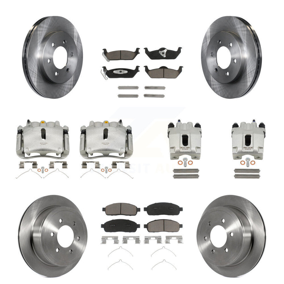 Front Rear Disc Brake Caliper Rotors And Ceramic Pads Kit (10Pc) For Ford F-150 Lincoln Mark LT 4WD KC8-100975C