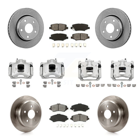 Front Rear Disc Brake Caliper Rotors And Semi-Metallic Pads Kit (10Pc) For Jeep Wrangler KC8-100975S
