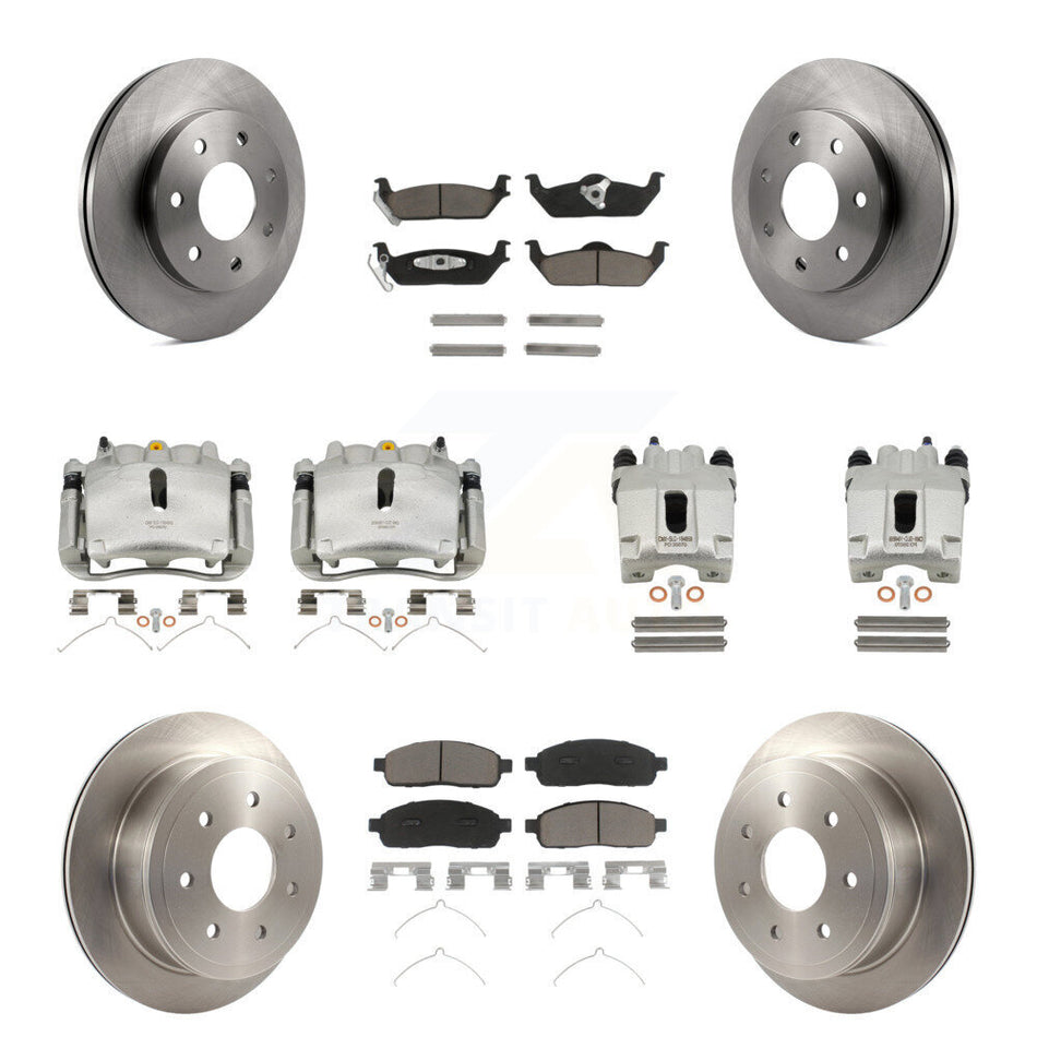 Front Rear Disc Brake Caliper Rotors And Ceramic Pads Kit (10Pc) For Ford F-150 Lincoln Mark LT 4WD KC8-100977C