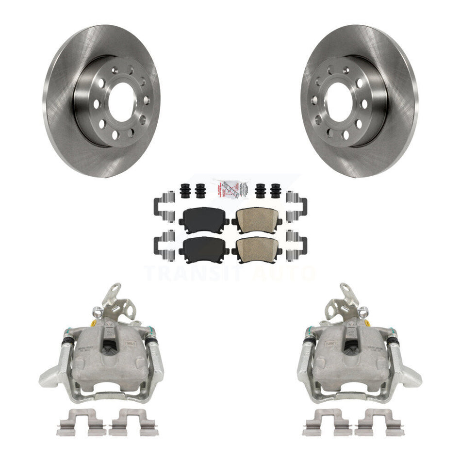 Rear Disc Brake Caliper Rotors And Ceramic Pads Kit For Volkswagen Jetta Rabbit KC8-100977N