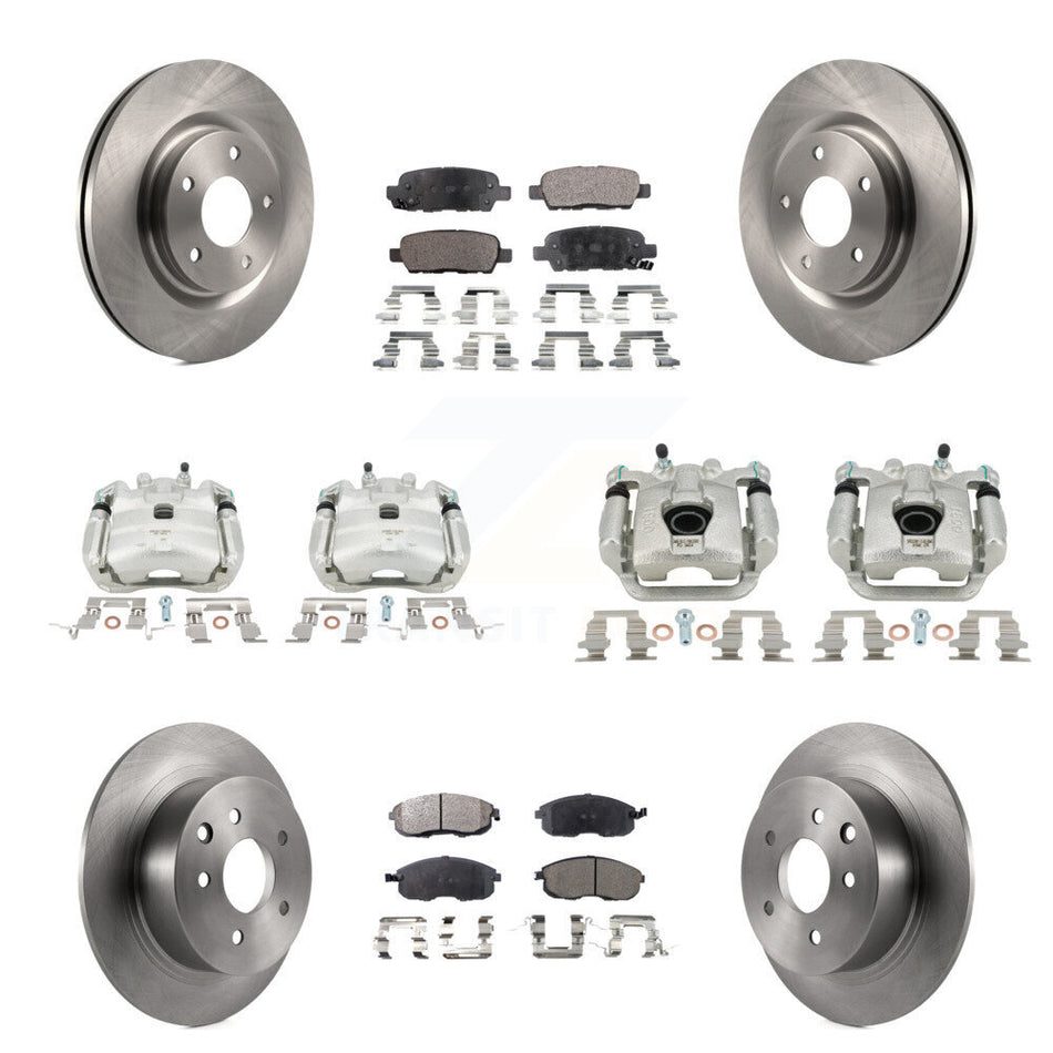 Front Rear Disc Brake Caliper Rotors Semi-Metallic Pad Kit (10Pc) For Nissan Sentra Juke KC8-100977P