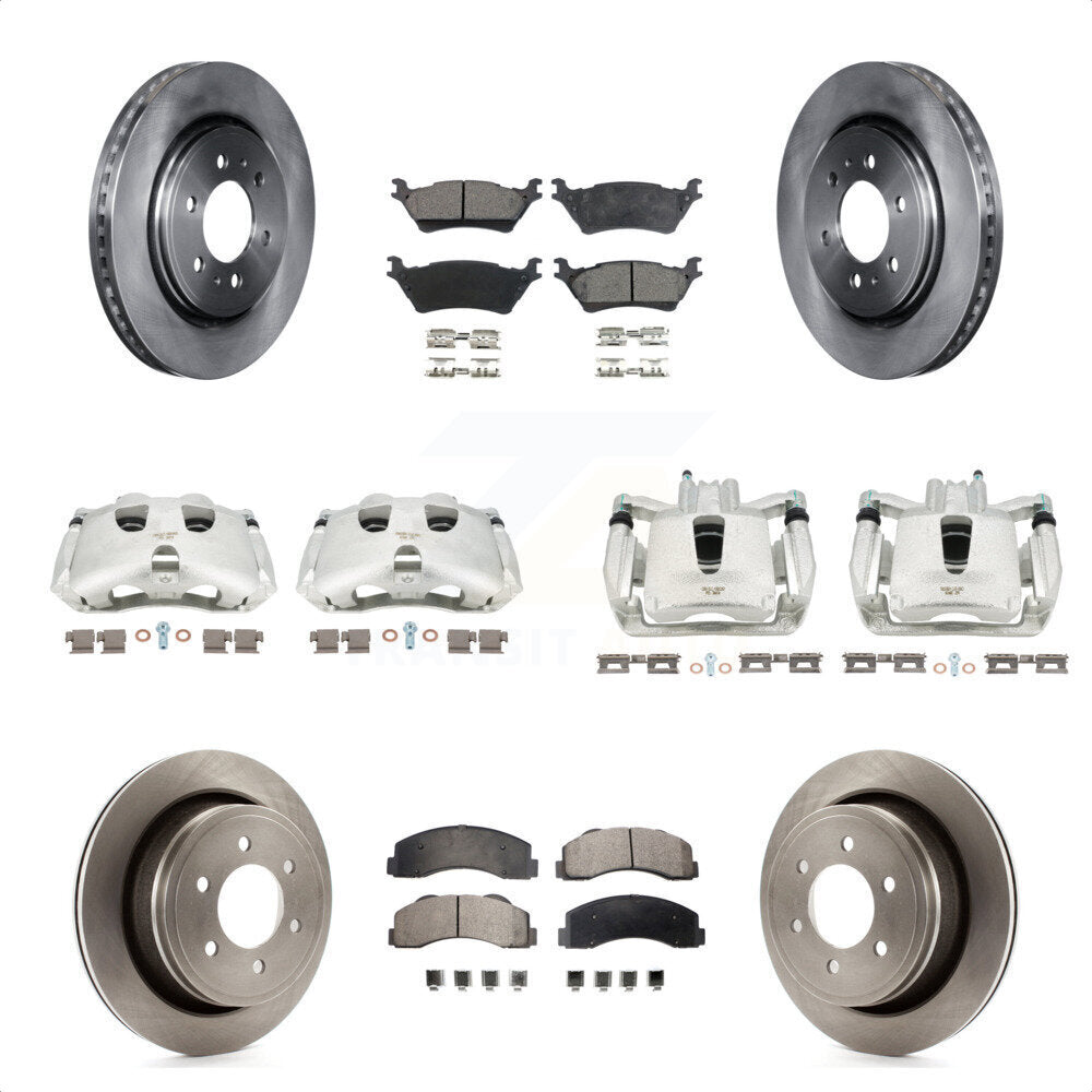 Front Rear Disc Brake Caliper Rotors And Ceramic Pads Kit (10Pc) For Ford F-150 KC8-100977T by Transit Auto