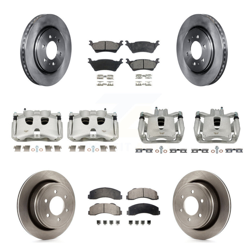 Front Rear Disc Brake Caliper Rotors And Ceramic Pads Kit (10Pc) For Ford F-150 KC8-100977T