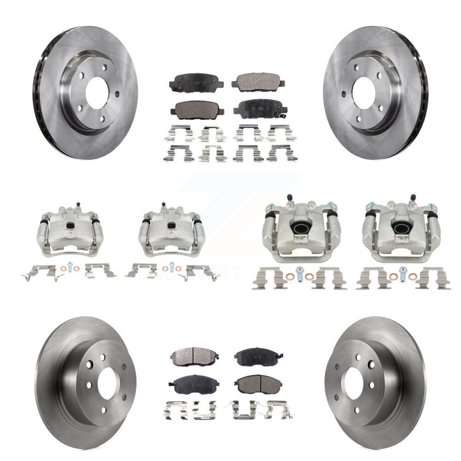 Front Rear Disc Brake Caliper Rotors And Semi-Metallic Pads Kit (10Pc) For Nissan Sentra KC8-100978P