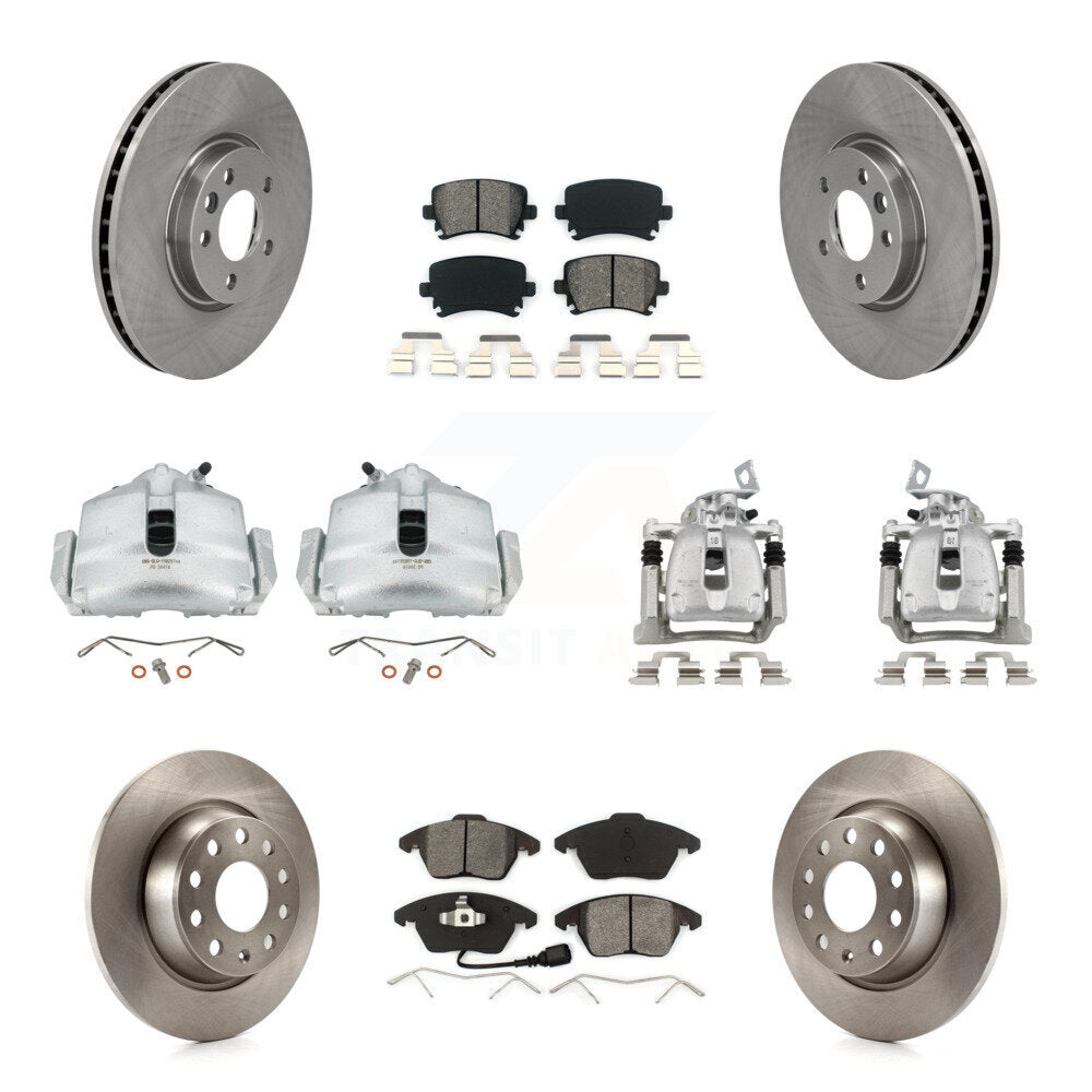 Front Rear Brake Caliper Rotors Semi-Metallic Pad Kit (10Pc) For 2012 Volkswagen CC 2.0L KC8-100978S