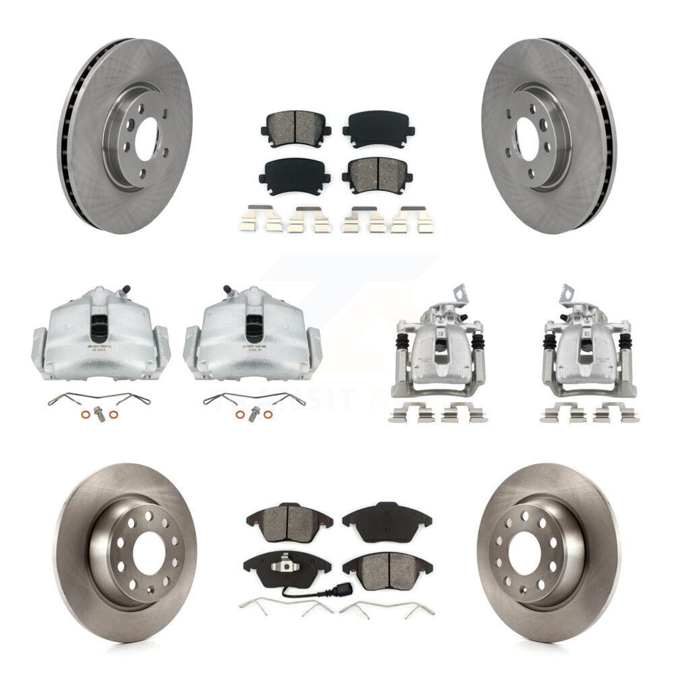Front Rear Brake Caliper Rotors Semi-Metallic Pad Kit (10Pc) For 2012 Volkswagen CC 2.0L KC8-100978S