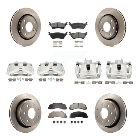 Front Rear Disc Brake Caliper Rotors And Ceramic Pads Kit (10Pc) For 2012-2014 Ford F-150 With 7 Lug Wheels KC8-100978T by Transit Auto