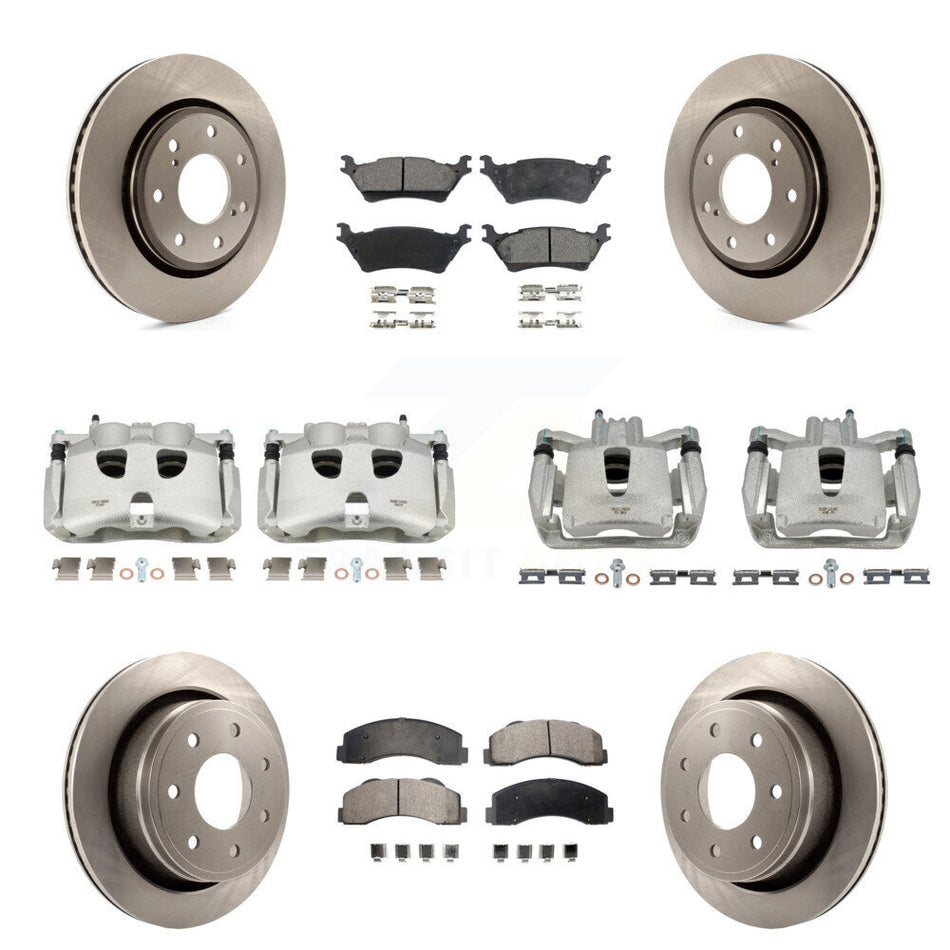 Front Rear Disc Brake Caliper Rotors And Ceramic Pads Kit (10Pc) For 2012-2014 Ford F-150 With 7 Lug Wheels KC8-100978T