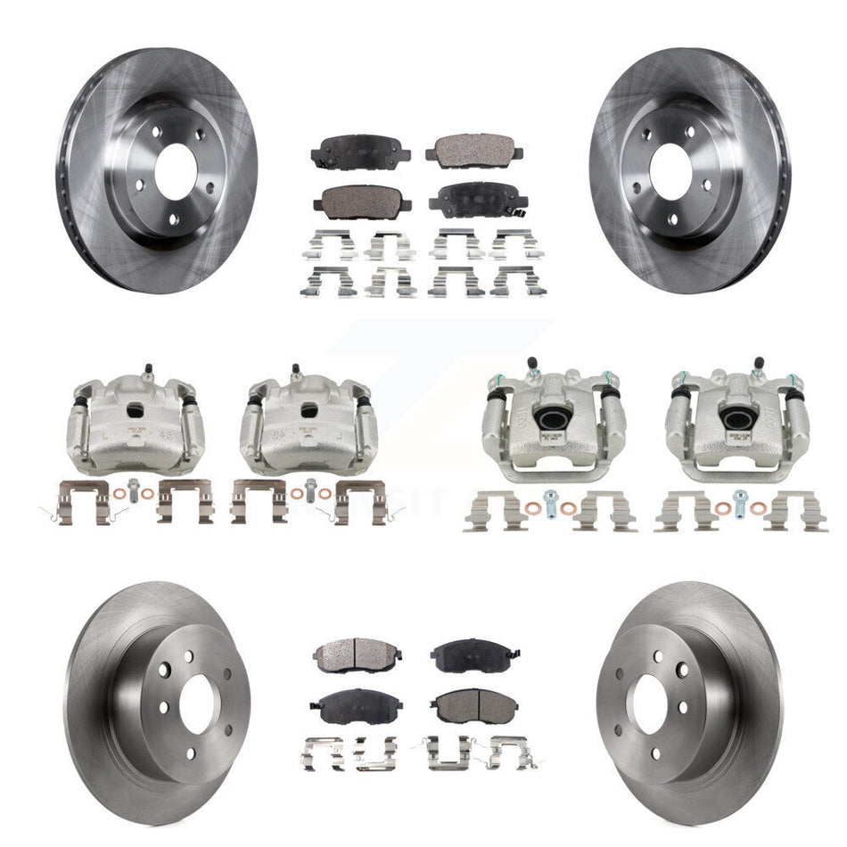 Front Rear Disc Brake Caliper Rotors And Semi-Metallic Pads Kit (10Pc) For Nissan Sentra KC8-100979P