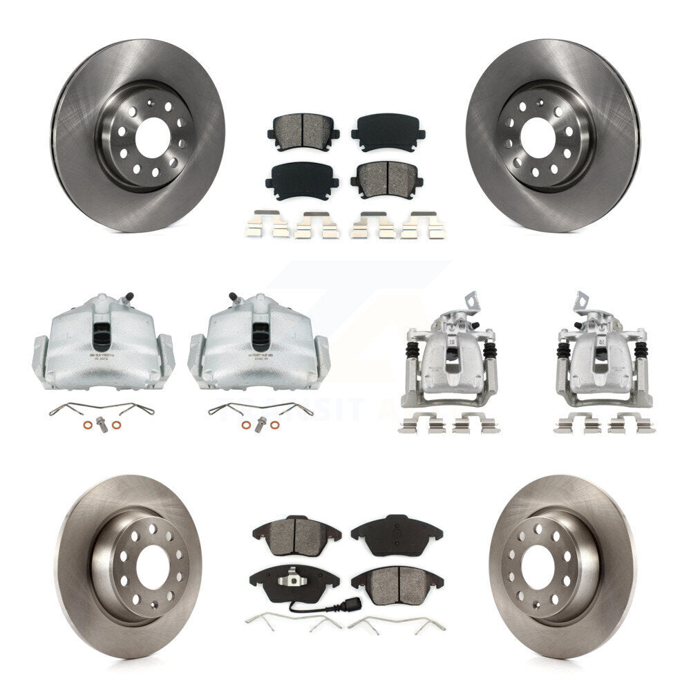 Front Rear Brake Caliper Rotors Semi-Metallic Pad Kit (10Pc) For 2012 Volkswagen CC 2.0L KC8-100980S