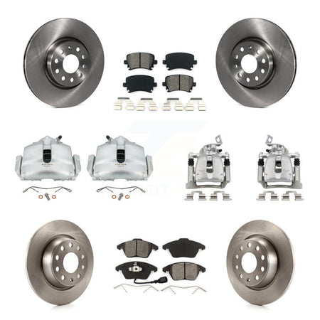 Front Rear Brake Caliper Rotors Semi-Metallic Pad Kit (10Pc) For 2012 Volkswagen CC 2.0L KC8-100980S