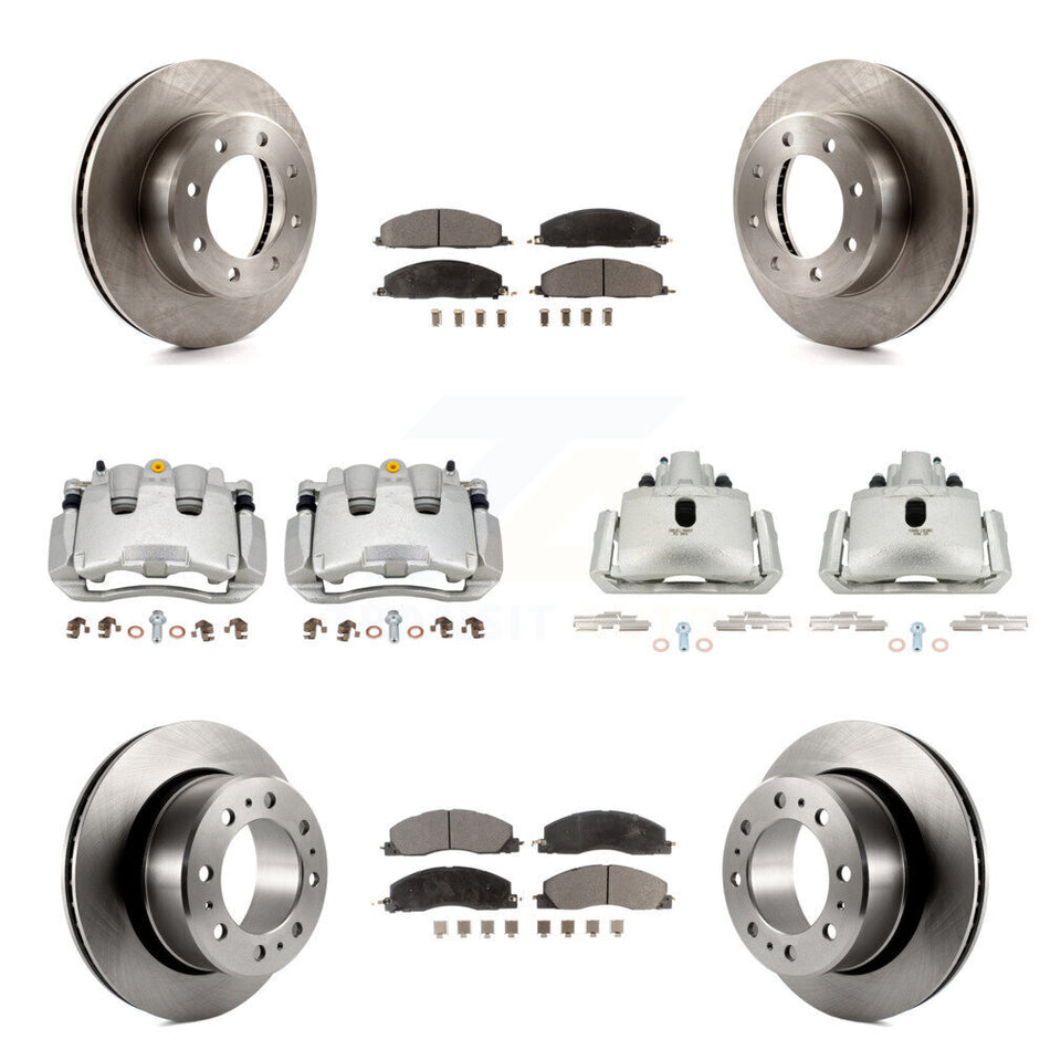 Front Rear Brake Caliper Rotors Ceramic Pad Kit (10Pc) For 12 Ram 1500 With 8 Lug Wheels KC8-100980T