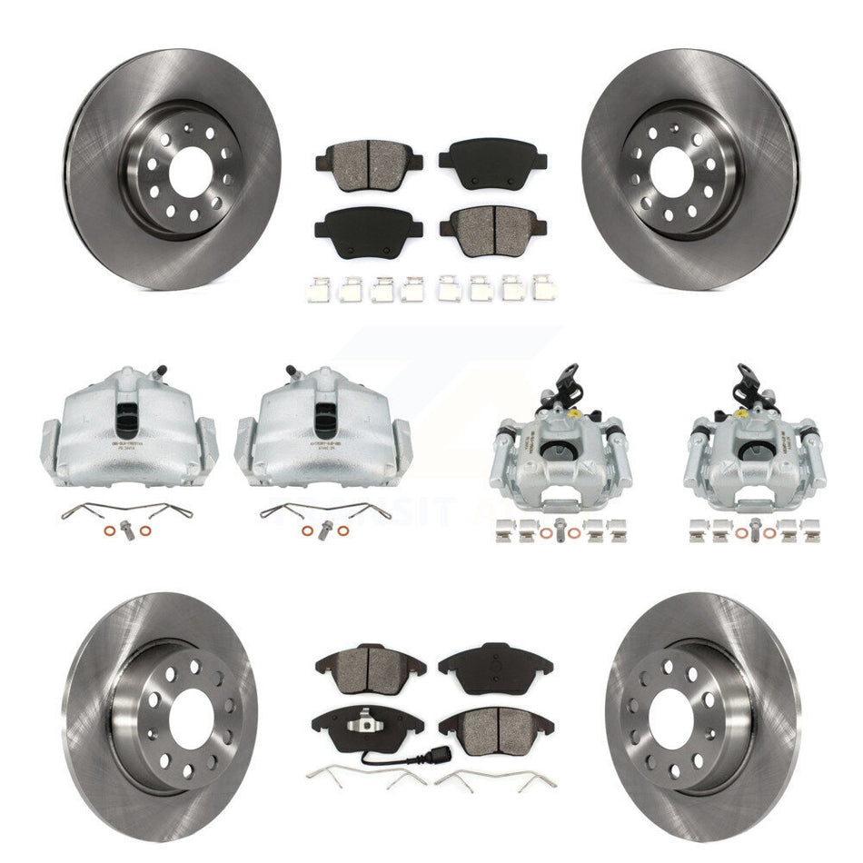 Front Rear Disc Brake Caliper Rotors And Semi-Metallic Pads Kit (10Pc) For Volkswagen Beetle GTI KC8-100981S