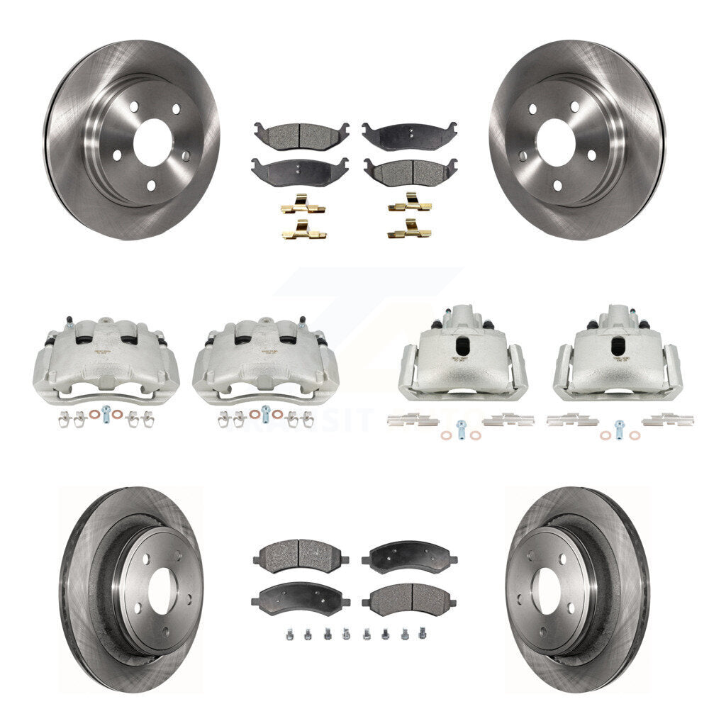 Front Rear Disc Brake Caliper Rotors And Ceramic Pads Kit (10Pc) For Dodge Ram 1500 KC8-100981T
