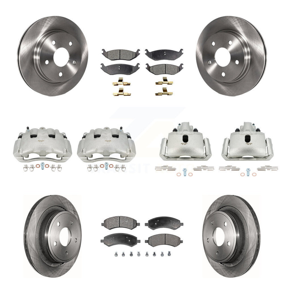 Front Rear Disc Brake Caliper Rotors And Ceramic Pads Kit (10Pc) For Dodge Ram 1500 KC8-100981T