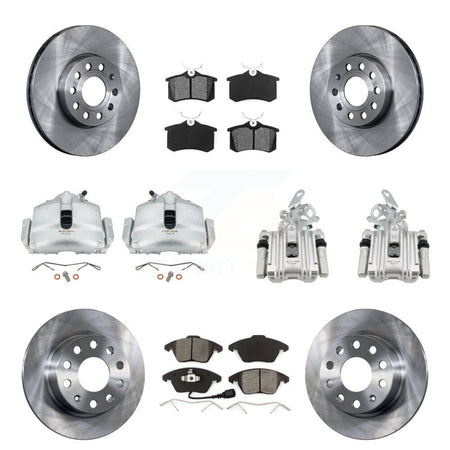 Front Rear Disc Brake Caliper Rotor & Semi-Metallic Pad Kit (10Pc) For Volkswagen Beetle KC8-100983S
