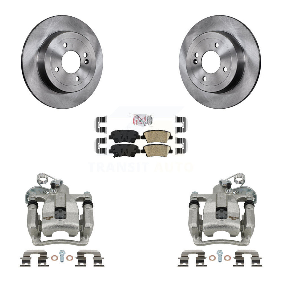 Rear Disc Brake Caliper Rotors And Ceramic Pads Kit For 2012-2016 Hyundai Accent KC8-100985N
