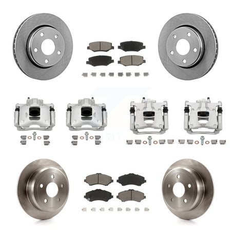 Front Rear Disc Brake Caliper Rotors And Ceramic Pads Kit (10Pc) For Jeep Wrangler KC8-100986C