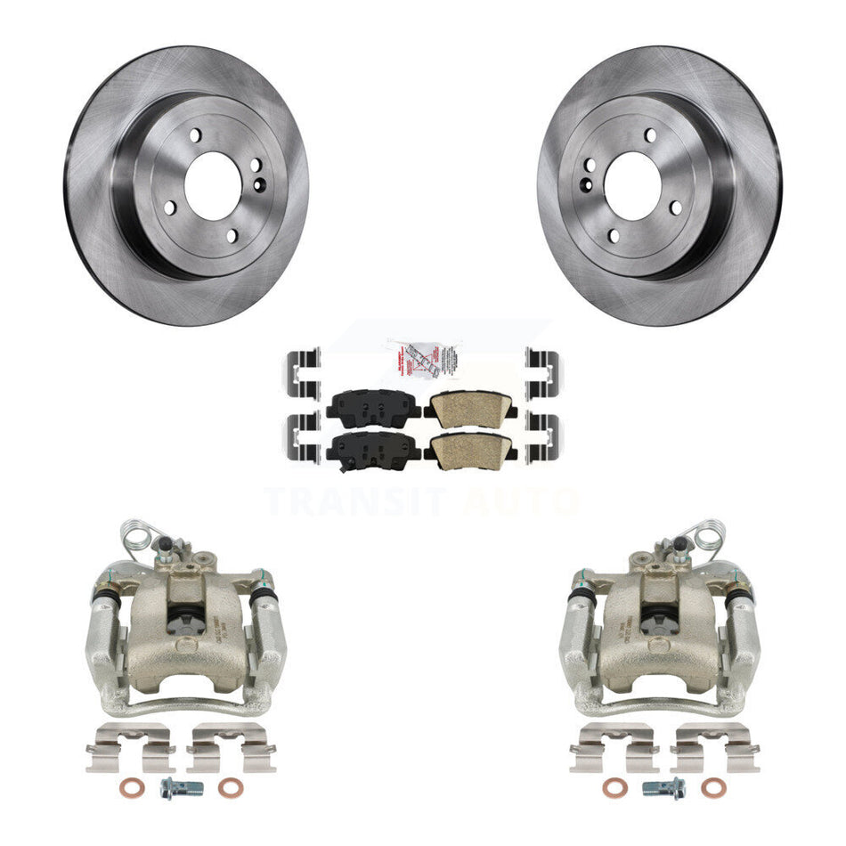 Rear Disc Brake Caliper Rotors And Ceramic Pads Kit For 2012-2017 Kia Rio KC8-100987N