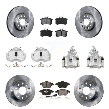 Front Rear Brake Caliper Rotors Semi-Metallic Pad Kit (10Pc) For Volkswagen Jetta Beetle KC8-100987S