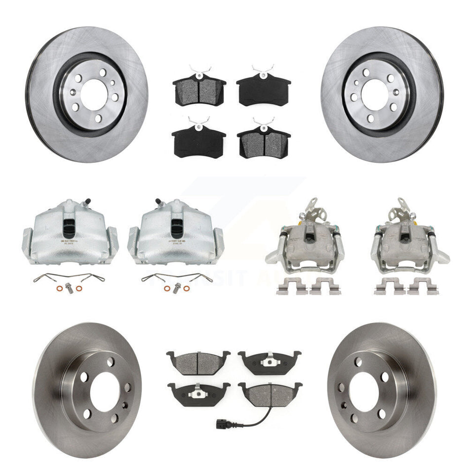 Front Rear Disc Brake Caliper Rotors And Semi-Metallic Pads Kit (10Pc) For 2006 Volkswagen Jetta 2.0L With 280mm Diameter Rotor 7th 8th Digit Of VIN Is "9M" Or "1J" KC8-100990S