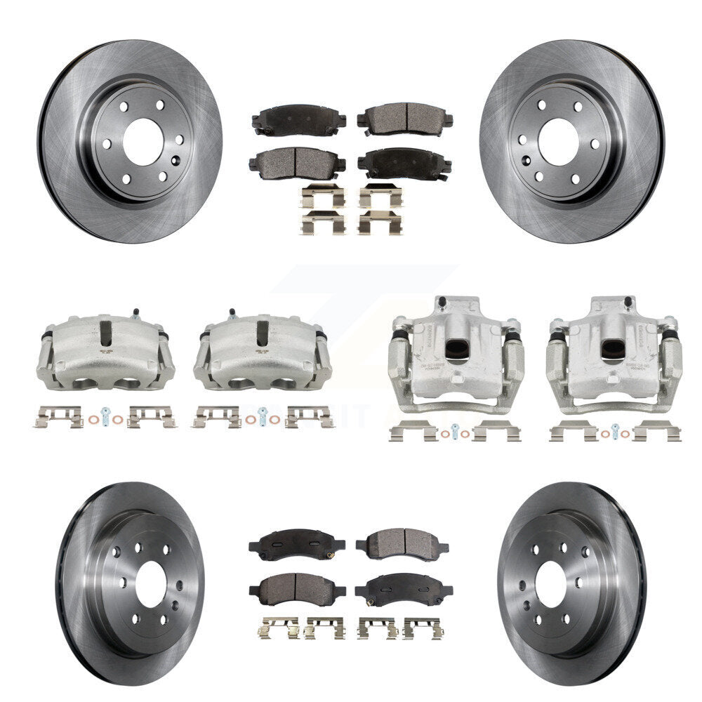 Front Rear Brake Caliper Rotor Semi-Metallic Pad Kit (10Pc) For GMC Acadia Buick Enclave KC8-100991P