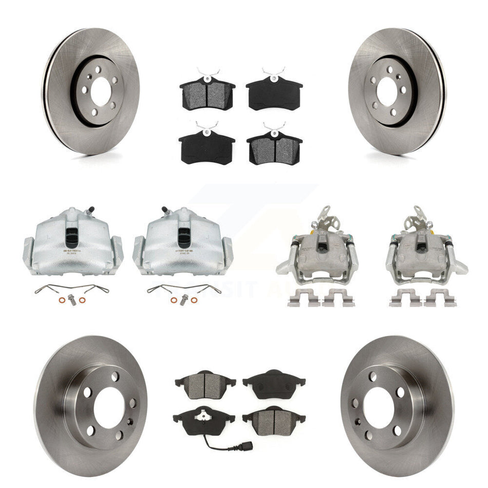 Front Rear Disc Brake Caliper Rotors And Semi-Metallic Pads Kit (10Pc) For 2006 Volkswagen Jetta 2.0L With 288mm Diameter Rotor 7th 8th Digit Of VIN Is "9M" Or "1J" KC8-100991S