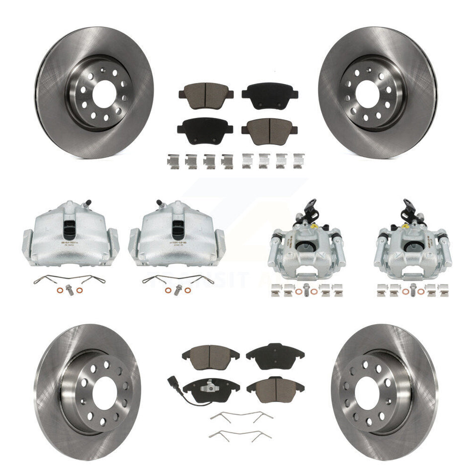 Front Rear Disc Brake Caliper Rotors And Ceramic Pads Kit (10Pc) For Volkswagen Beetle GTI KC8-100992C