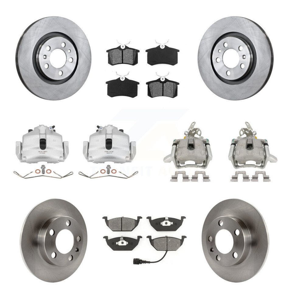 Front Rear Disc Brake Caliper Rotor & Semi-Metallic Pad Kit (10Pc) For 2006 Volkswagen Jetta 2.5L 1.9L With 280mm Diameter 7th And 8th Digit Of VIN Is "9M" Or "1J" KC8-100992S