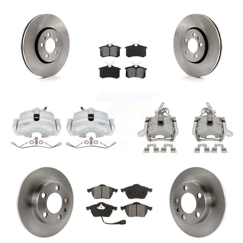 Front Rear Disc Brake Caliper Rotor & Semi-Metallic Pad Kit (10Pc) For 2006 Volkswagen Jetta 2.5L 1.9L With 288mm Diameter 7th And 8th Digit Of VIN Is "9M" Or "1J" KC8-100993S by Transit Auto