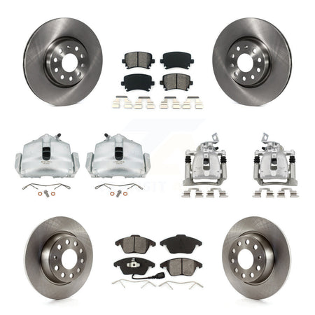 Front Rear Brake Caliper Rotor & Semi-Metallic Pad Kit (10Pc) For Volkswagen Passat 2.0L KC8-100994S
