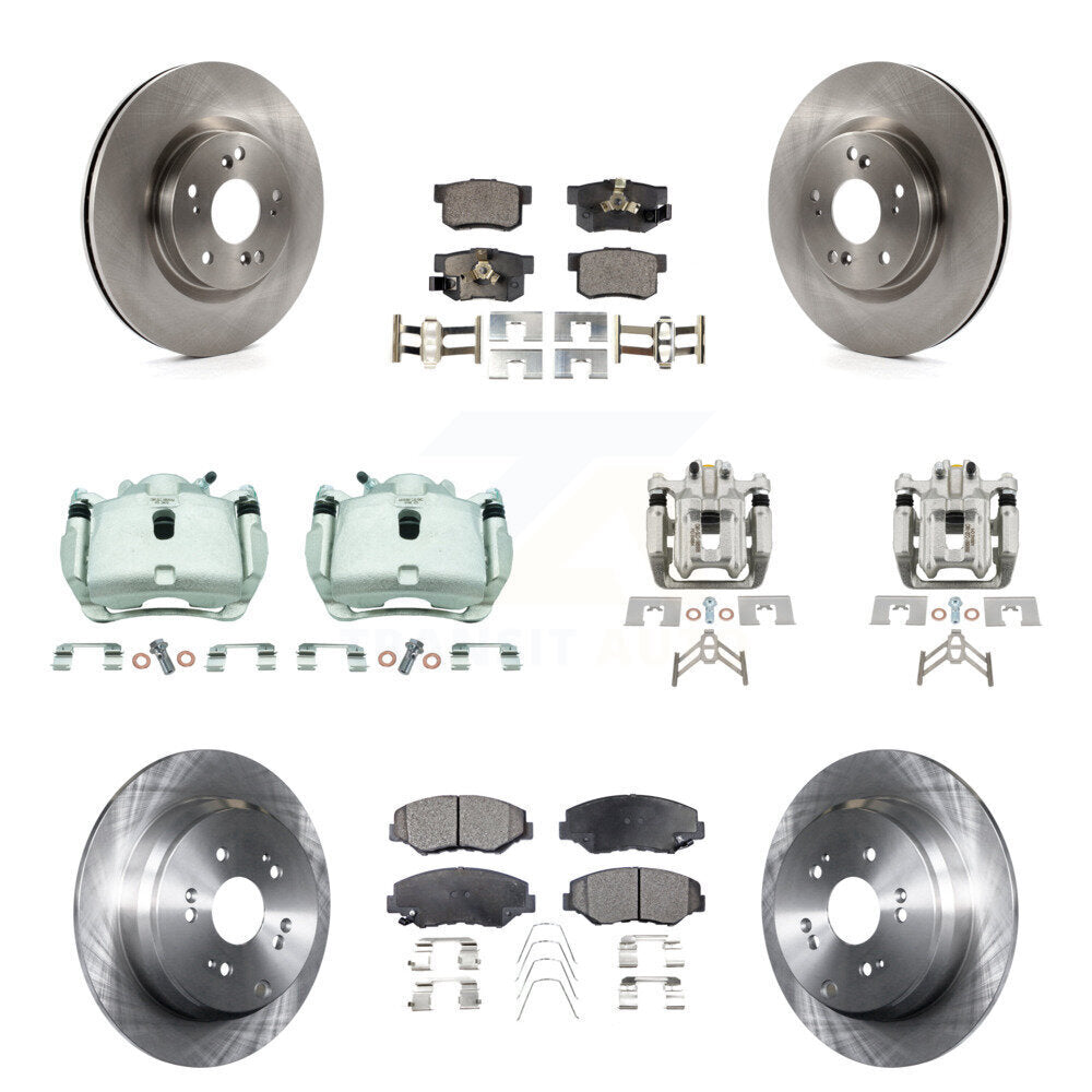 Front Rear Brake Caliper Rotor Semi-Metallic Pad Kit (10Pc) For 2012-2016 Honda CR-V FWD KC8-100995P