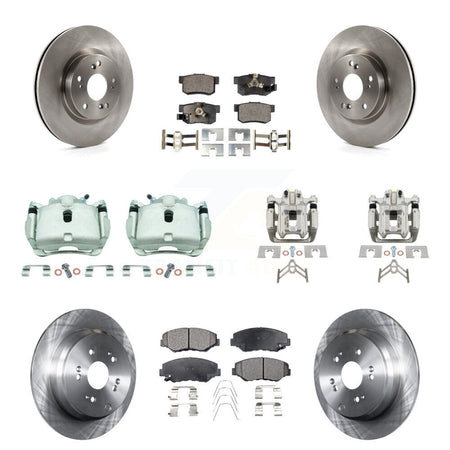 Front Rear Brake Caliper Rotor Semi-Metallic Pad Kit (10Pc) For 2012-2016 Honda CR-V FWD KC8-100995P