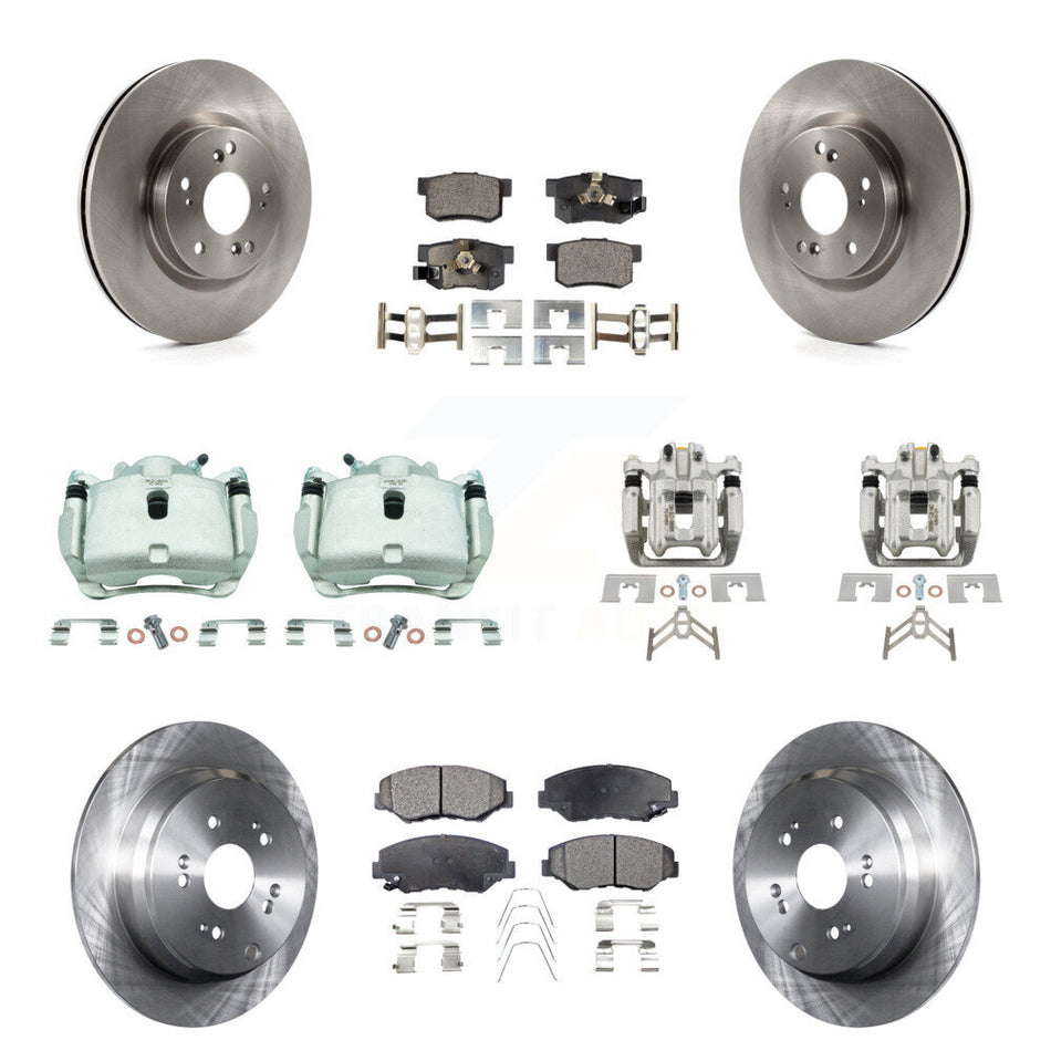 Front Rear Brake Caliper Rotor Semi-Metallic Pad Kit (10Pc) For 2012-2016 Honda CR-V FWD KC8-100995P