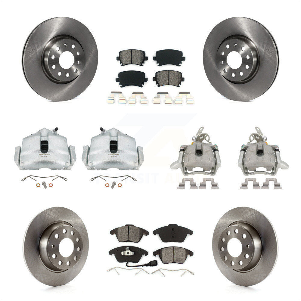 Front Rear Disc Brake Caliper Rotors And Semi-Metallic Pads Kit (10Pc) For Volkswagen GTI KC8-100995S by Transit Auto