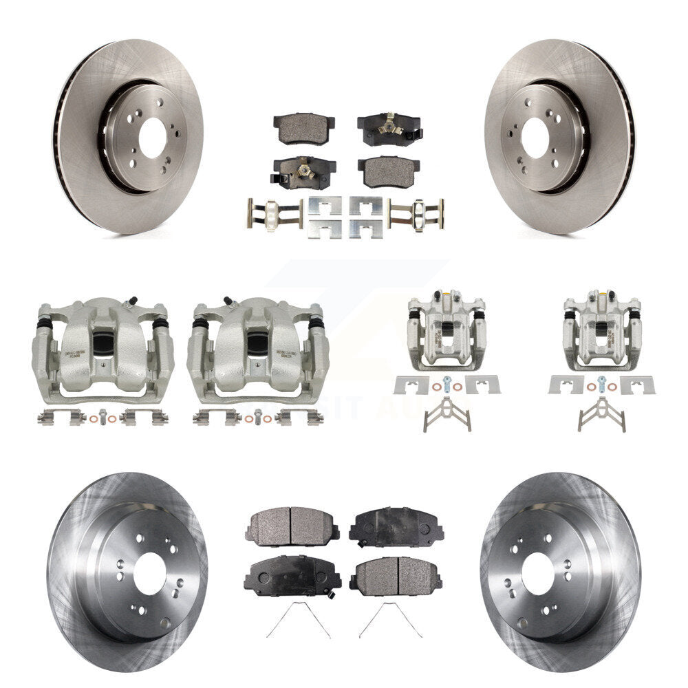 Front Rear Disc Brake Caliper Rotor Semi-Metallic Pad Kit (10Pc) For 2016-2018 Acura RDX KC8-100996P
