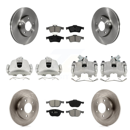 Front Rear Disc Brake Caliper Rotors And Semi-Metallic Pads Kit (10Pc) For Mazda 3 Sport KC8-100996S