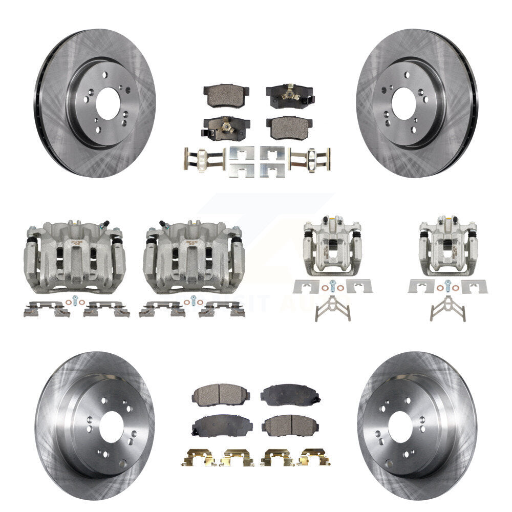 Front Rear Disc Brake Caliper Rotors And Semi-Metallic Pads Kit (10Pc) For Honda CR-V KC8-100997P