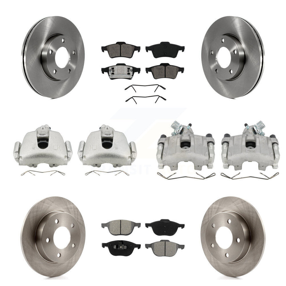Front Rear Disc Brake Caliper Rotor & Semi-Metallic Pad Kit (10Pc) For 2005 Mazda 3 2.0L KC8-100999S