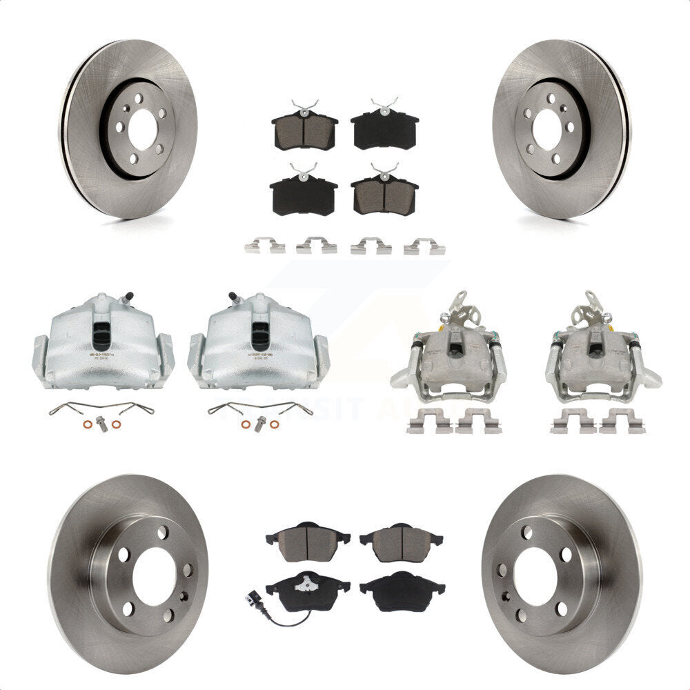 Front Rear Disc Brake Caliper Rotors And Ceramic Pads Kit (10Pc) For 2006 Volkswagen Jetta 2.0L With 288mm Diameter Rotor 7th 8th Digit Of VIN Is "9M" Or "1J" KC8-101001C by Transit Auto