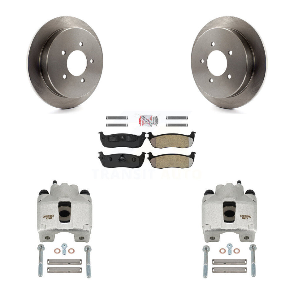 Rear Disc Brake Caliper Rotors Semi-Metallic Pad Kit For 1997-1998 Ford F-150 Expedition KC8-101001N