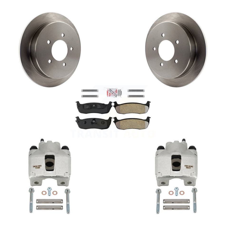 Rear Disc Brake Caliper Rotors Semi-Metallic Pad Kit For 1997-1998 Ford F-150 Expedition KC8-101001N