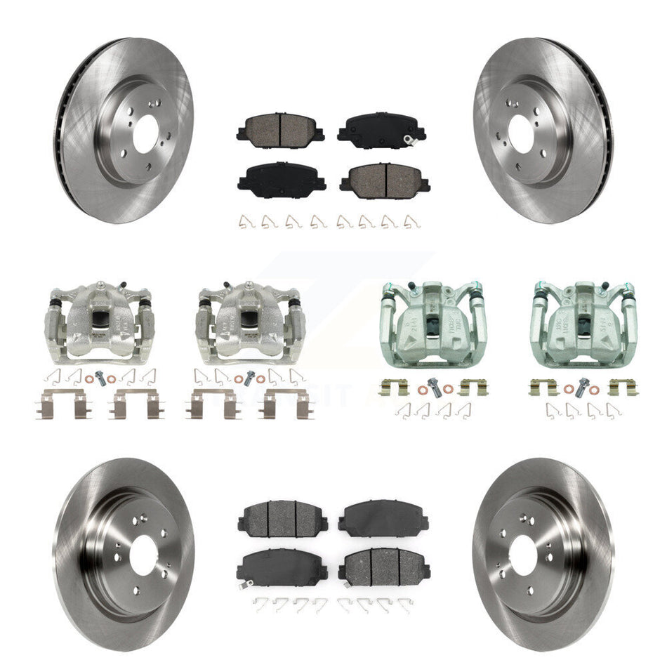 Front Rear Disc Brake Caliper Rotors And Semi-Metallic Pads Kit (10Pc) For Honda CR-V KC8-101001S