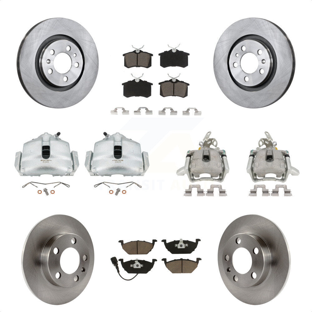 Front Rear Disc Brake Caliper Rotors And Ceramic Pads Kit (10Pc) For 2006 Volkswagen Jetta 2.0L With 280mm Diameter Rotor 7th 8th Digit Of VIN Is "9M" Or "1J" KC8-101002C by Transit Auto