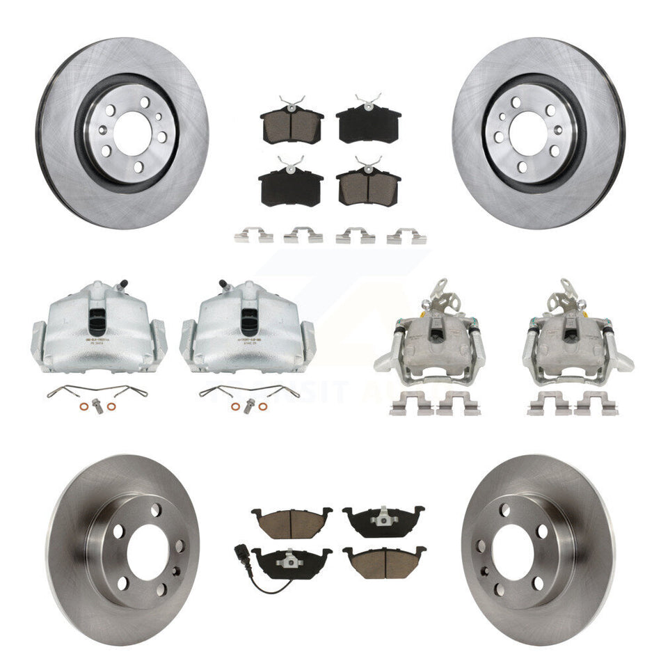 Front Rear Disc Brake Caliper Rotors And Ceramic Pads Kit (10Pc) For 2006 Volkswagen Jetta 2.0L With 280mm Diameter Rotor 7th 8th Digit Of VIN Is "9M" Or "1J" KC8-101002C